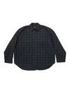 Balenciaga Men's Checked Flannel Shirt In Gris