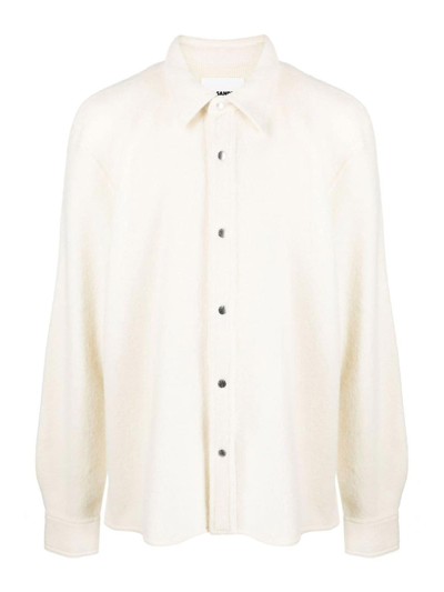 Jil Sander Pointed Flat-collar Wool Shirt In Grey