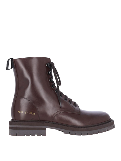 Common Projects Leather Derby Boots In Brown