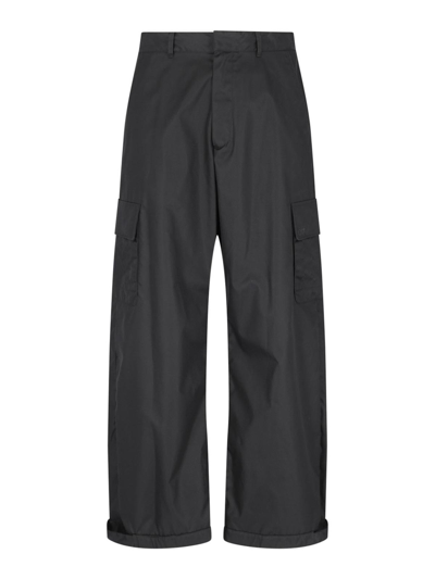 Off-white Wide Trousers In Negro