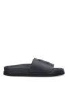 Off-white Arrows-embroidered Leather Slippers In Black
