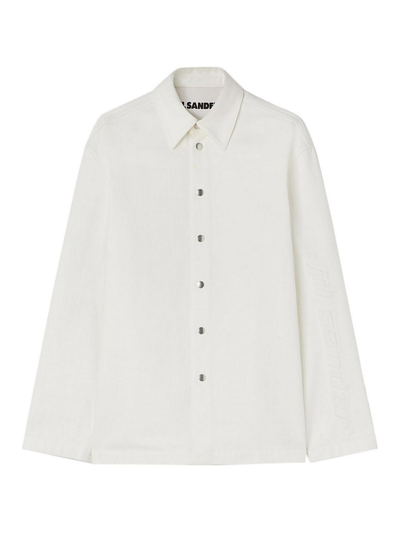 Jil Sander Logo-embossed Cotton Shirt In Porcelain