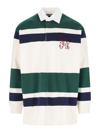 Palm Angels Beige Monogram Long Sleeve Polo In White