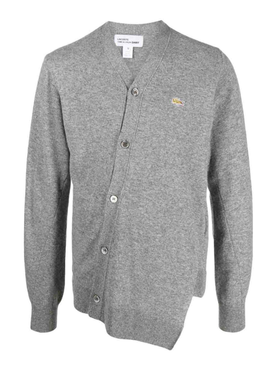 Comme Des Garçons Comme Des Garcons Shirt Lacoste Asymmetric Wool Cardigan In Grey