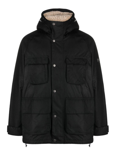 Barbour Tantallon Waxed Hooded Jacket In Negro