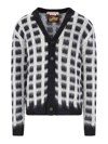 Marni Checked Mohair-blend Cardigan In Black