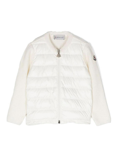 Moncler Kids' Wool Padded Cardigan In Ivory