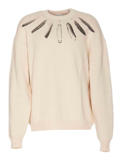 Marcelo Burlon County Of Milan Aop Wind Feather Jumper In Beige