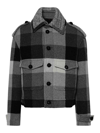 Etro Plaid-check Button-up Wool Blend Jacket In Gris