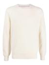 Brunello Cucinelli Crew-neck Ribbed-knit Jumper In White