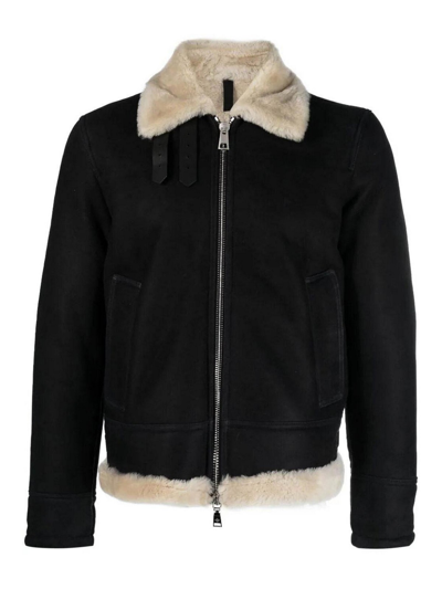 Tagliatore Zip-up Leather Jacket In Black