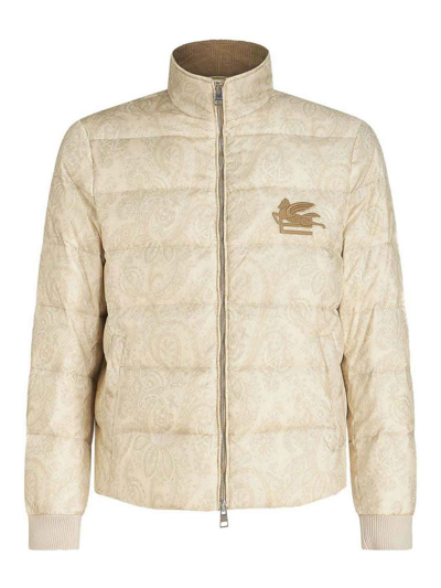 Etro Paisley-print Padded Jacket In Beige