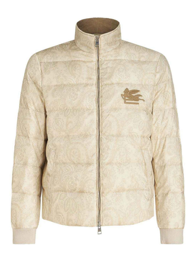 Etro Down Jacket In Beige