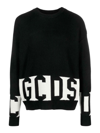 Gcds Logo Intarsia-knit Crew-neck Jumper In Black