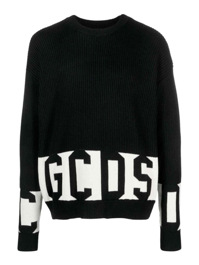 Gcds Crewneck Logo Print Sweatshirt In Black