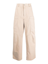 Palm Angels Pa Monogram-embroidery Wide-leg Trousers In Beige