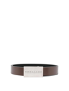 Ferragamo Men Squared Buckle Smooth Leather Reversible Belt In Brown