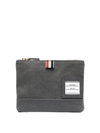 Thom Browne Twill-weave Zipped Pouch In Grey