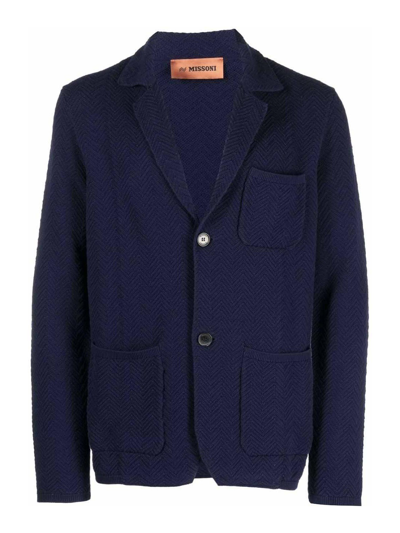 Missoni Zigzag Woven Jacket In Blue