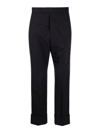 THOM BROWNE NAVY CROPPED TROUSERS