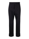 Thom Browne Tailored Blue Wool Trousers With Tricolor Detail In Blue