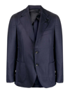 Lardini Velvet Blazer Jacket With Tailored Fit And Classic Notch Lapels In Azul Oscuro