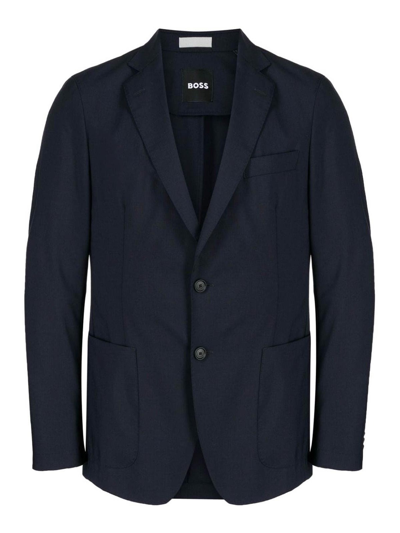 Hugo Boss Single-breasted Blazer In Dark Blue