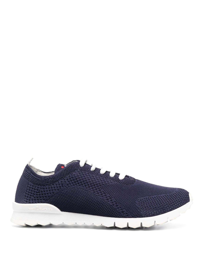 Kiton Blue Knitted Sneakers In Dark Blue
