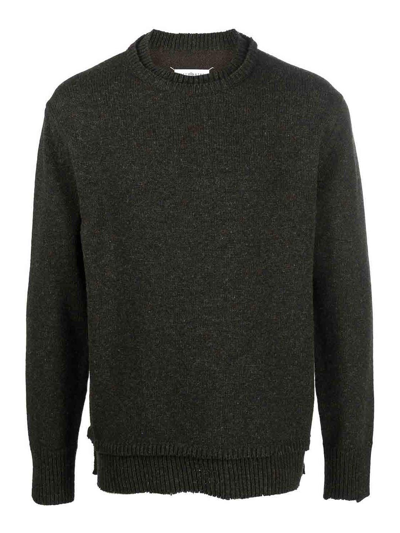 Maison Margiela Elbow-patch Crew Neck Jumper In Green