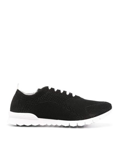 Kiton Perforated Fabric Slip-on Sneakers In Nero