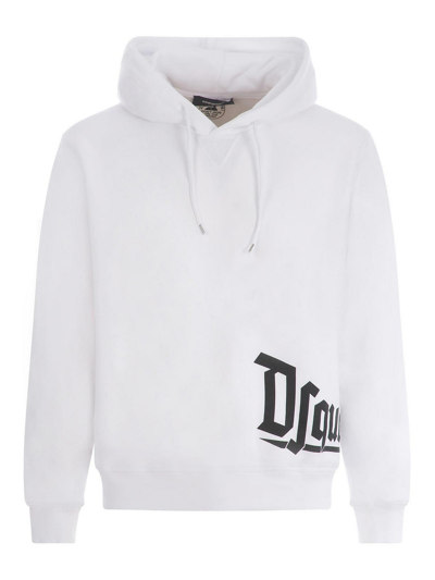 Dsquared2 Logo-printed Drawstring Hoodie In White