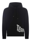 Dsquared2 Cotton Hoodie With Gothic Print Logo In Black