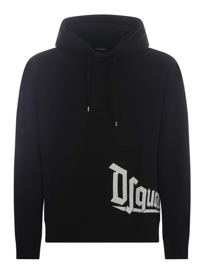 Dsquared2 Hooded Sweatshirt  In Cotton In Black