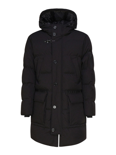 Fay Padded Long Coat In Black