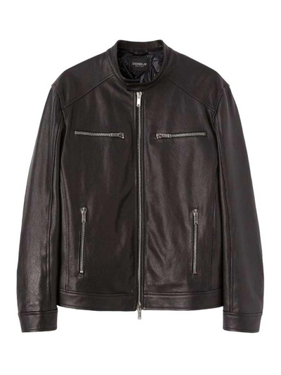 Dondup Leather Jacket In Negro