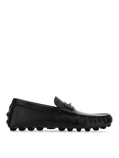 Tod's Leather Loafers In Black
