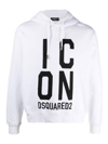 Dsquared2 'icon Squared' Cool Fit Hoodie With Logo Print In Blanco