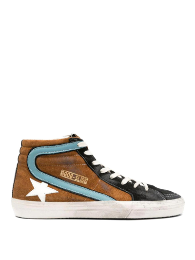 Golden Goose Slide High-top Sneakers In Marrone