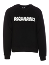 Dsquared2 Cotton Crewneck Sweater With Ribbed Hem In Black