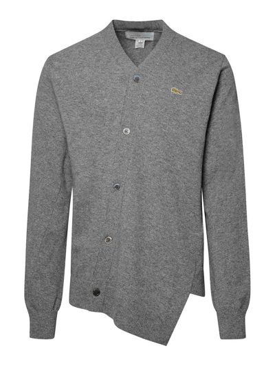 Comme Des Garçons Shirt Asymmetric Cardigan Lacoste In Gris