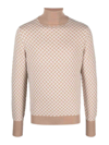 Drumohr Geometric Pattern Turtleneck Sweater With Ribbed Trim In Multicolour
