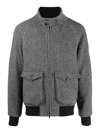 Baracuta Herringbone-patterned Bomber Jacket With Buttoned Pockets In Gris