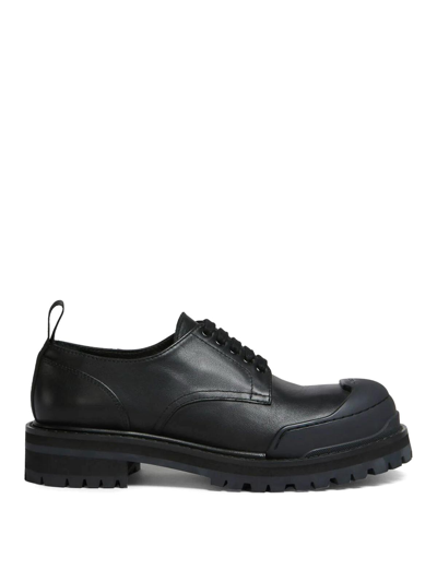 Marni Panelled Toe Derby Shoes In Black