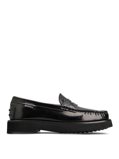 Tod's Leather Moccasin In Negro