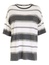 Brunello Cucinelli Striped Oversize Pullover In Grey And White In Grey