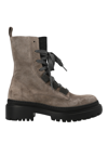 Brunello Cucinelli Suede Combat Boots In Grey