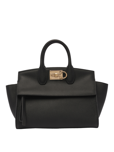 Ferragamo Studio Hand Bag In Black