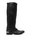 Golden Goose Charlie Leather Riding Boots In Black