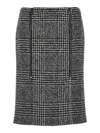 Tom Ford High-waisted Knee-length Fitted Houndstooth Skirt In Blanco