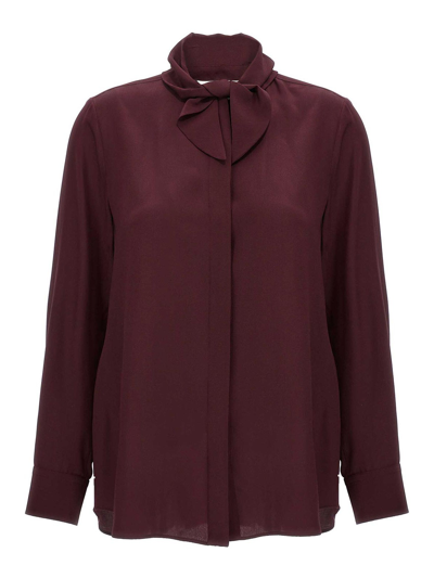 Chloé Pussy Bow Blouse Shirt, Blouse Bordeaux In Dark Red